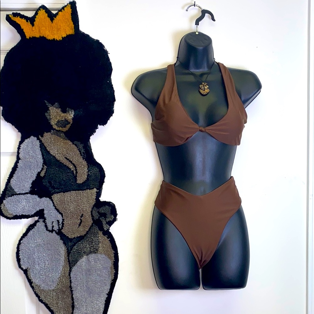 Chic Chocolate Brown Knotted-Front Bikini Set